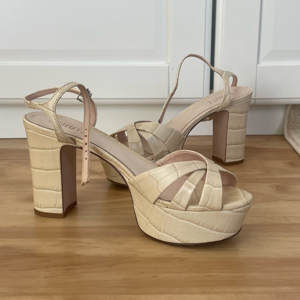 Schutz Chic Cream Platform Heels
